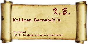 Kollman Barnabás névjegykártya
